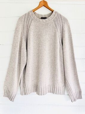SHIRIN GUILD Oversized Cotton/Silk/Cashmere Crew Neck Sweater in Oatmeal - O/S